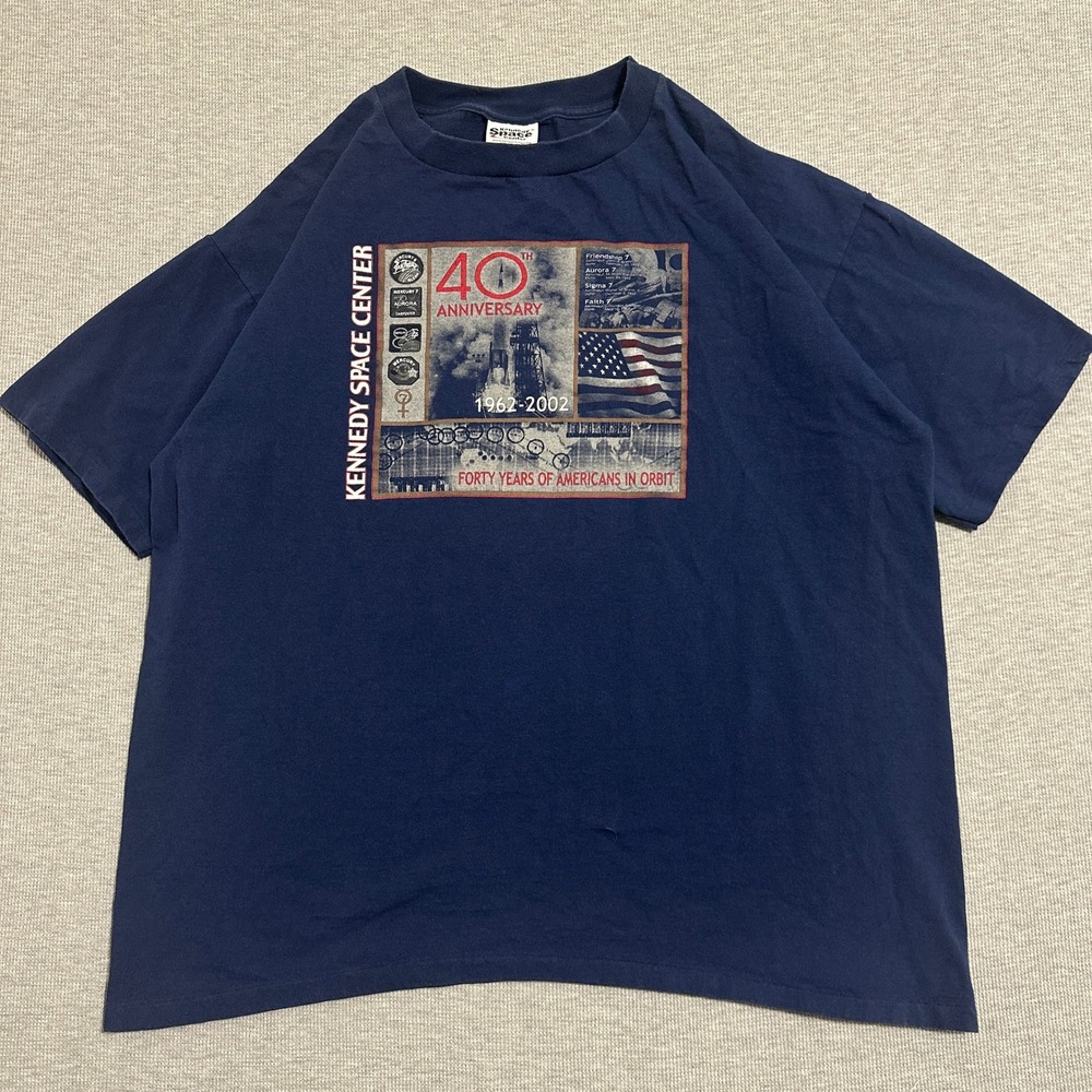 Vintage‎ 2002 Kennedy Space Center 40th Anniversary NASA Graphic Tee Navy XXL